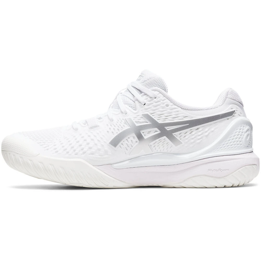 Asics Women’s Gel-Resolution 9 Tennis Shoes (White/Pure Silver) - Image 2