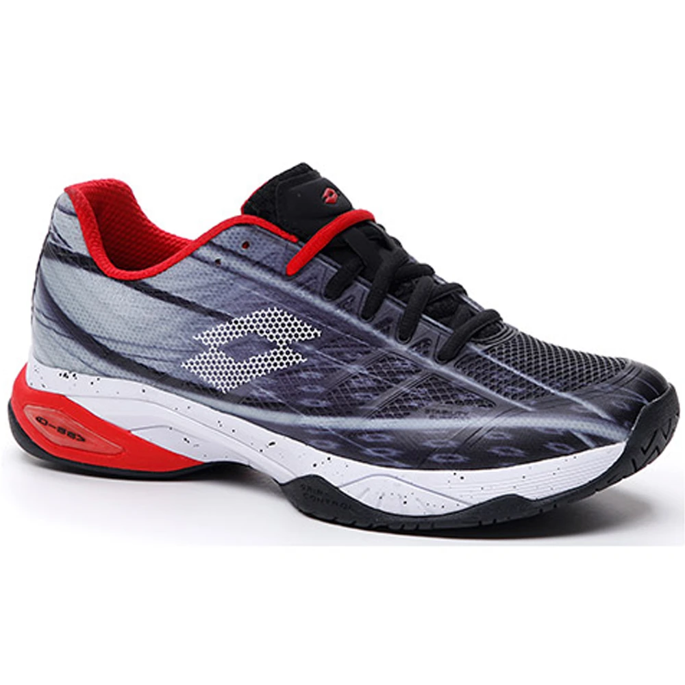 Lotto Men’s Mirage 300 Speed Tennis Shoes (All Black/All White/Red Poppy)