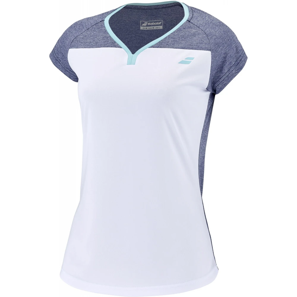 Babolat Women’s Play Cap Sleeve Tennis Training Top (White/Blue Heather) - Image 3