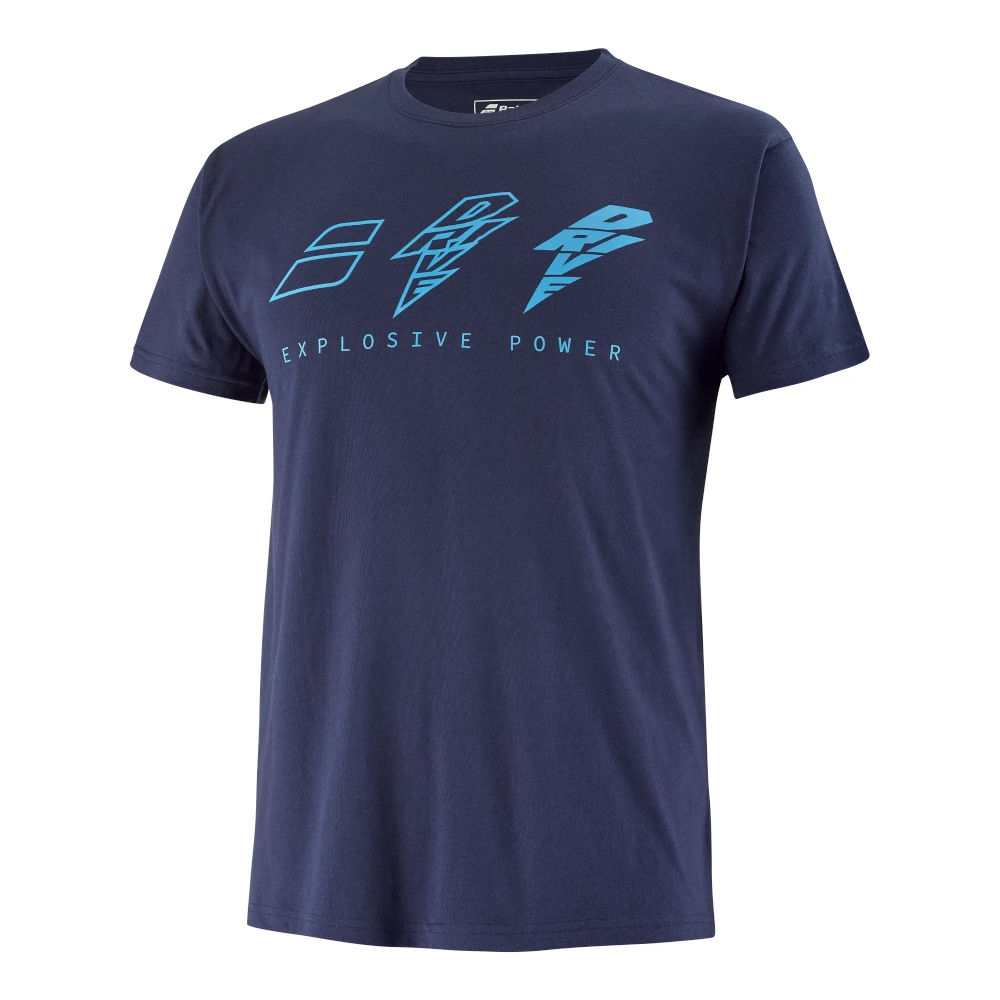 Babolat Men’s Drive Cotton Tennis Tee (Drive Blue)