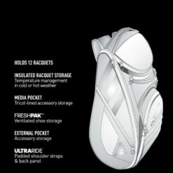 Adidas Tour 12 Racquet Tennis Bag (Black/White/Silver) 5 Adidas Tour 12 Racquet Tennis Bag (Black/White/Silver) -Sports Gear 51457722 1000 1000