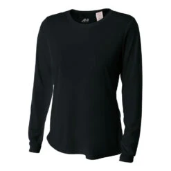A4 Women’s Performance Long-Sleeve Crew Neck Shirt (Black)