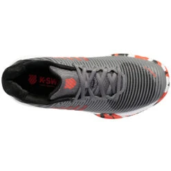 K-Swiss Junior Hypercourt Express 2 Tennis Shoes (Steel Gray/Jet Black/Spicy Orange) -Sports Gear 86613 052 k swiss big kids hypercout express 2 steel gray jet black spicy orange top 1000 1000