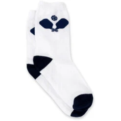 Ame & Lulu Pickleball Crew Socks (Crossed Paddles White)
