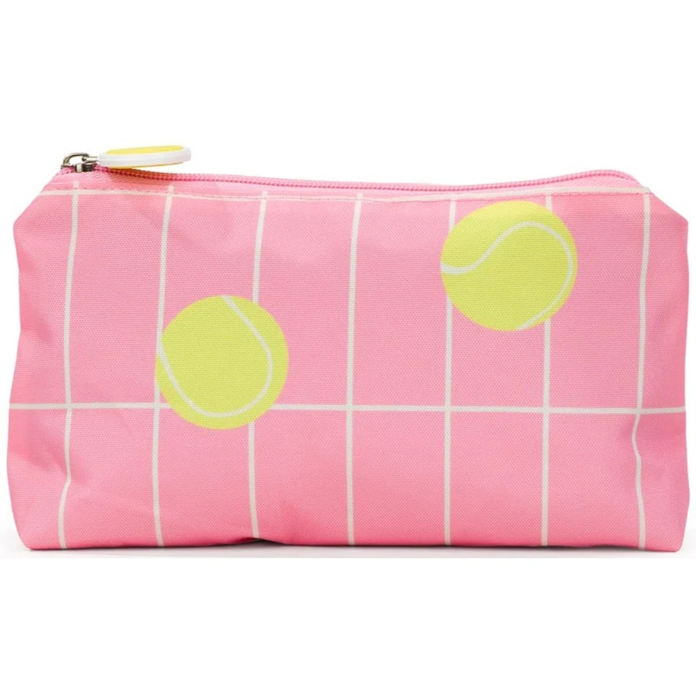 Ame & Lulu Everyday Tennis Pouch (Coral Tennis Grid)