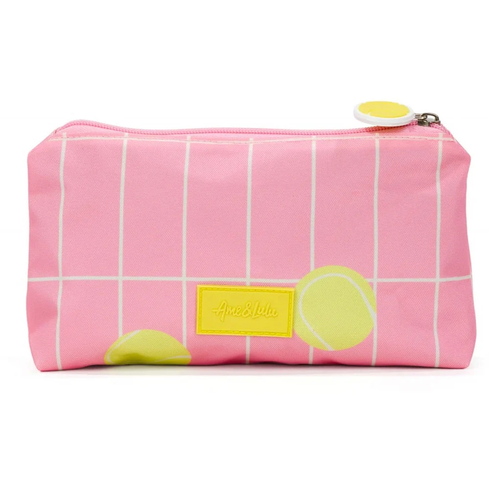Ame & Lulu Everyday Tennis Pouch (Coral Tennis Grid) - Image 2