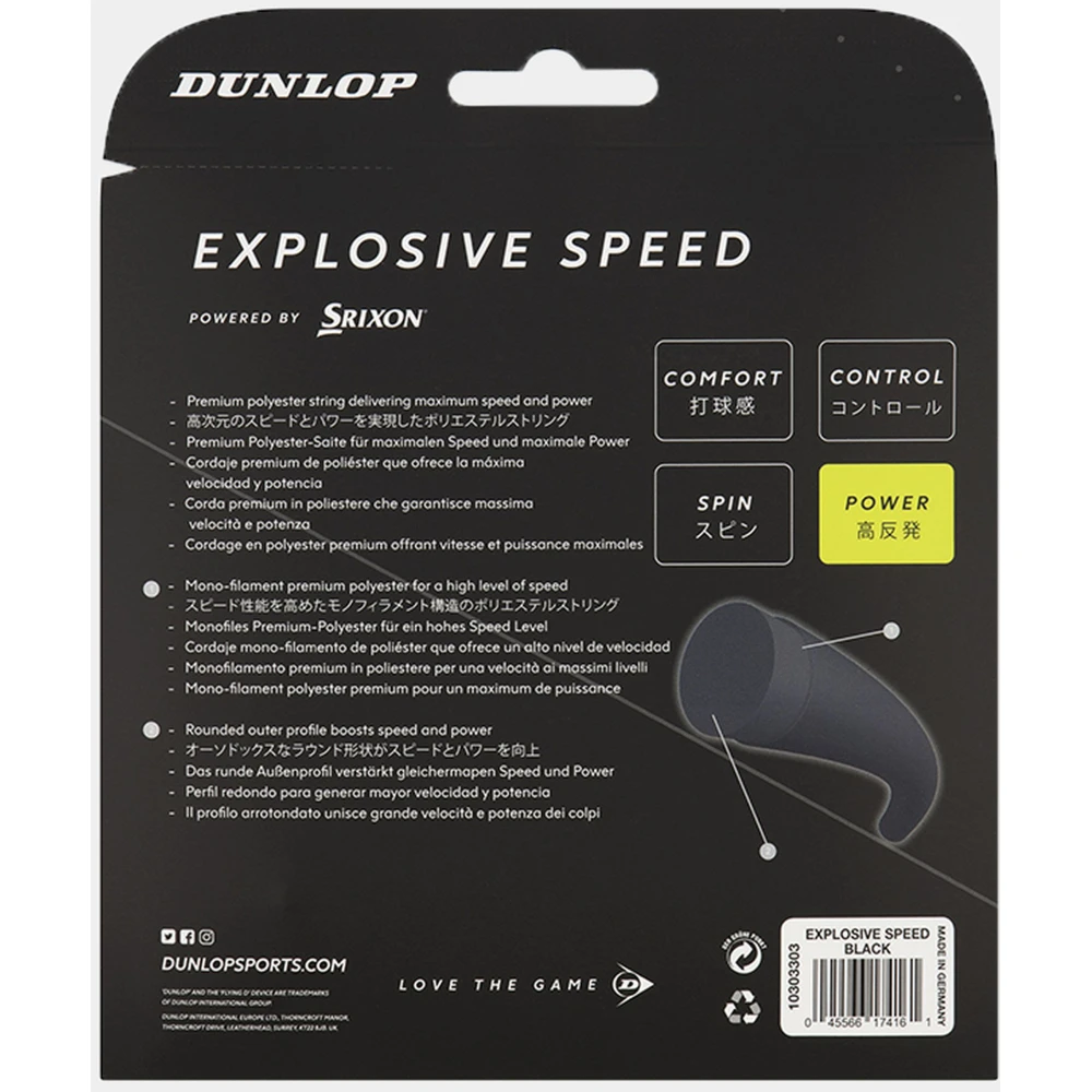 Dunlop Explosive Speed Black 17g Tennis String (Set) - Image 2