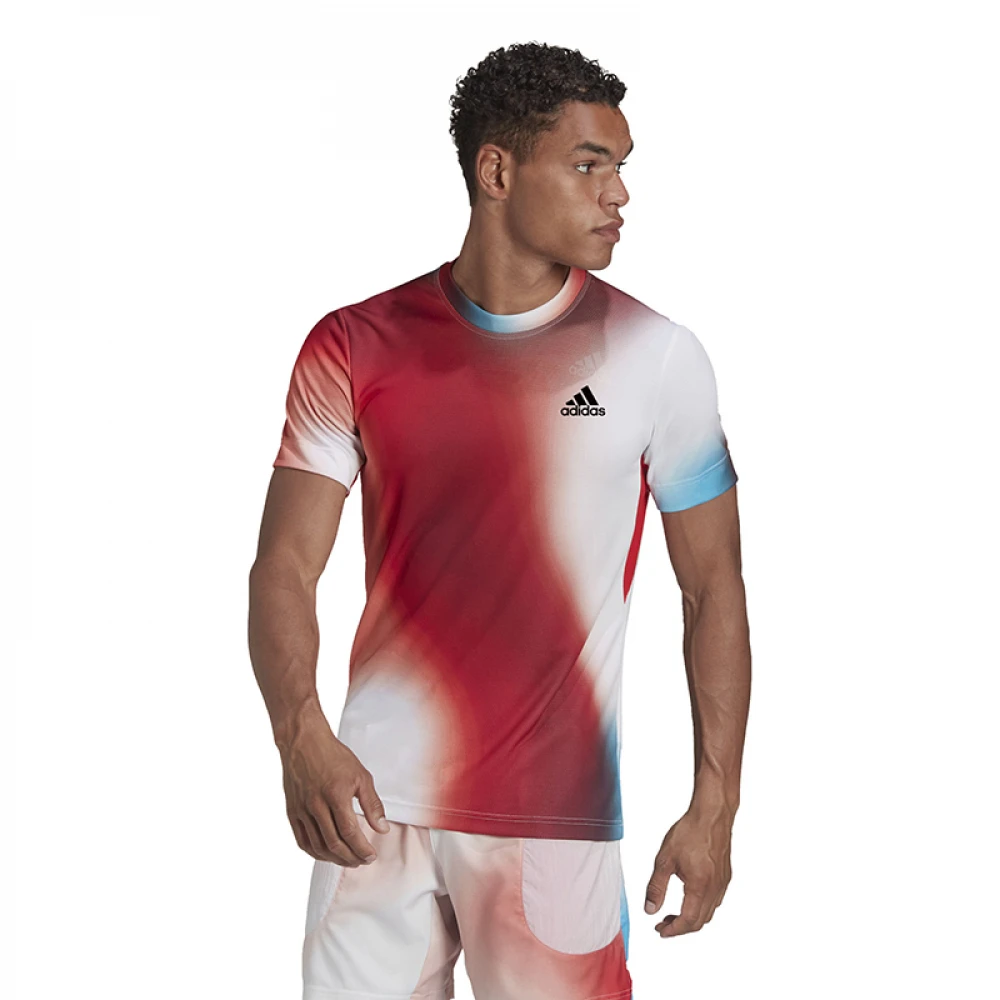 Adidas Men’s Melbourne Printed Short Sleeve Tennis Tee (White/Red) 2 Adidas Men’s Melbourne Printed Short Sleeve Tennis Tee (White/Red) - Image 2