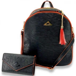 NiceAces Women’s HANA 2-Racquet Handmade Vegan Leather Tennis Backpack (Black)