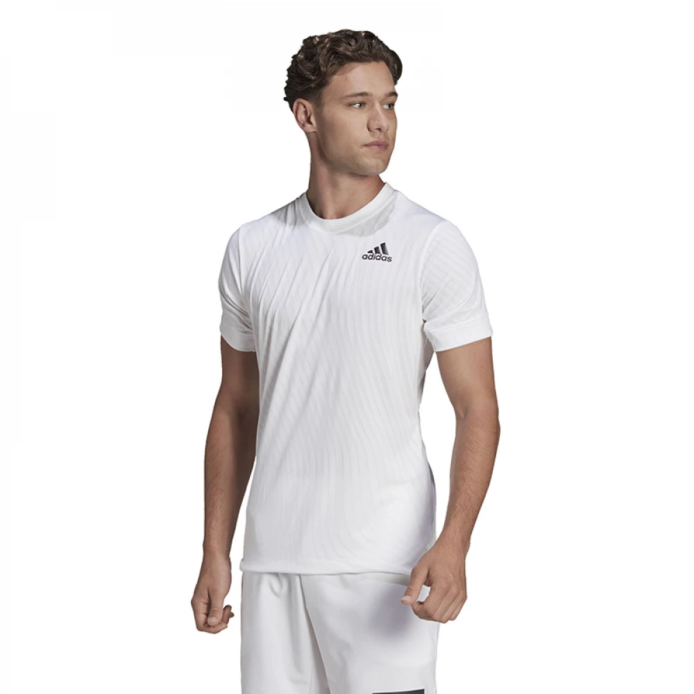 Adidas Men’s Freelift Short Sleeve Tennis Tee (White) 2 Adidas Men’s Freelift Short Sleeve Tennis Tee (White) - Image 2
