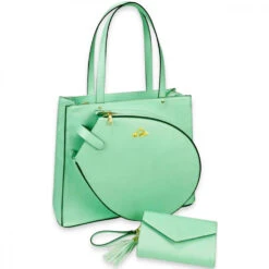 NiceAces Women’s Maya Handmade Vegan Leather Tennis Tote (Mint)