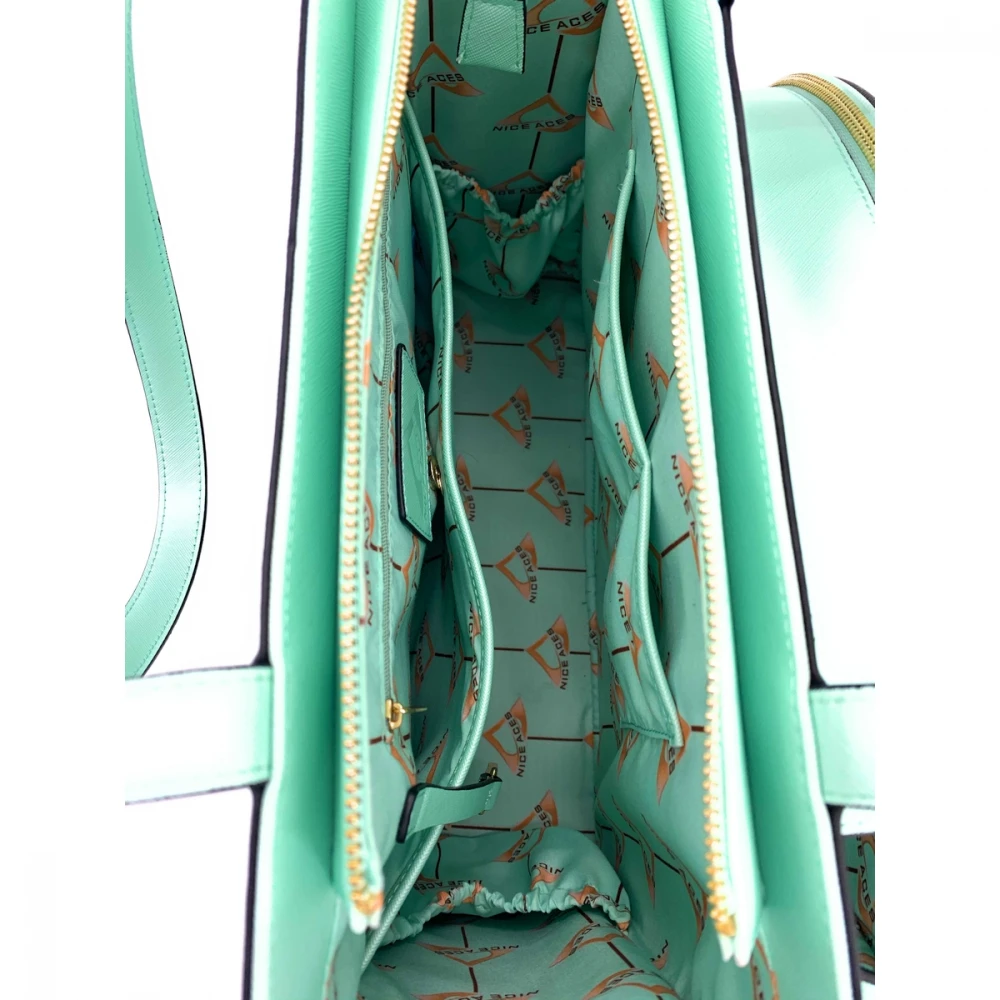 NiceAces Women’s Maya Handmade Vegan Leather Tennis Tote (Mint) 3 NiceAces Women’s Maya Handmade Vegan Leather Tennis Tote (Mint) - Image 3