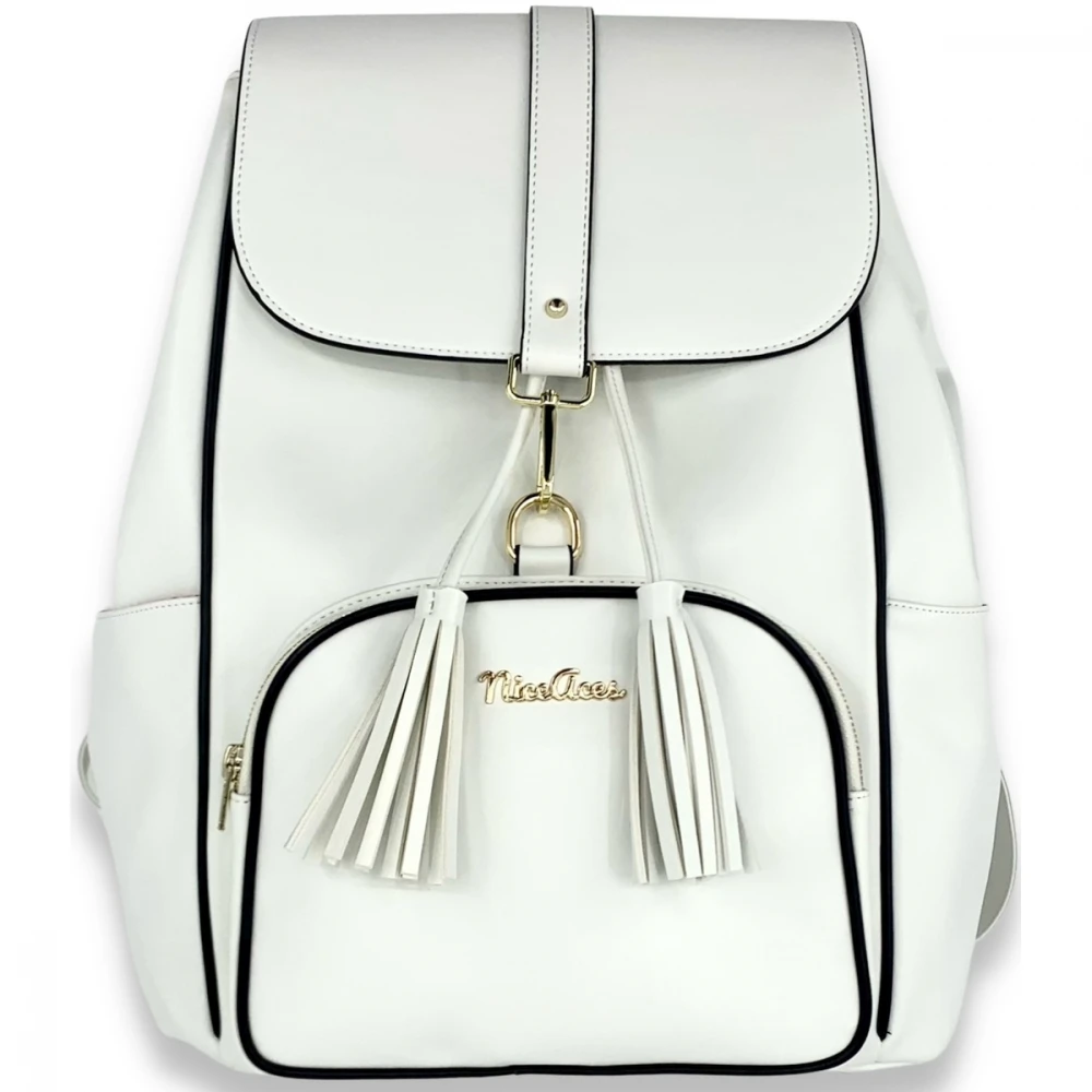 NiceAces Women’s SARA Handmade Vegan Leather Tennis Backpack (White)