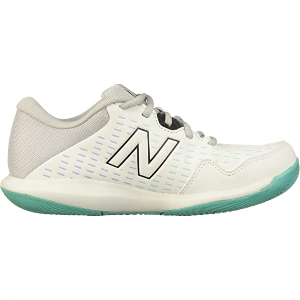 New Balance Women’s 696 V4 Hard Court Tennis Shoes (White/Grey/Tidepool)