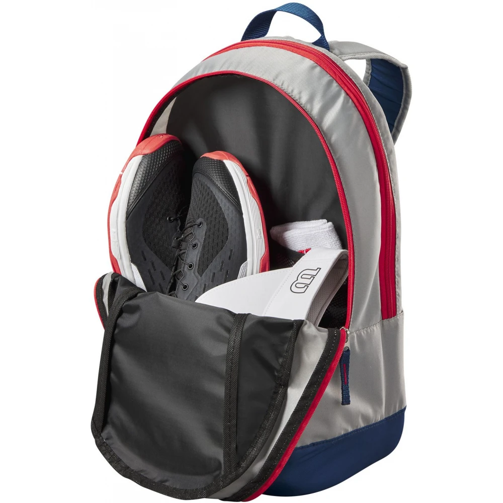 Wilson Junior Tennis Backpack (Grey/Red) 2 Wilson Junior Tennis Backpack (Grey/Red) - Image 2