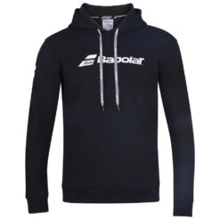 Babolat Boy’s Exercise Hooded Tennis Training Sweatshirt (Black/Black)