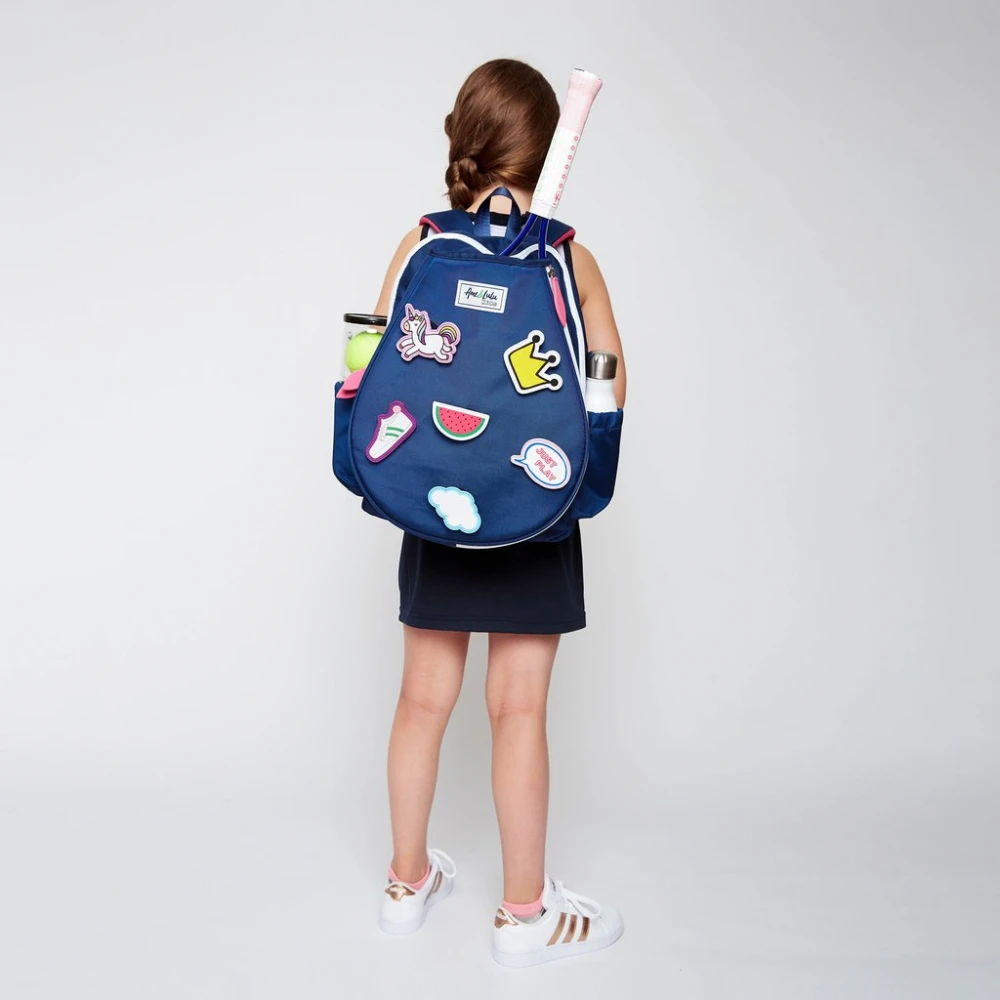 Ame & Lulu Little Love Patches Tennis Backpack (Navy/Pink) - Image 2