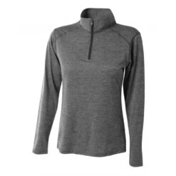 A4 Women’s Inspire Quarter Zip Long Sleeve Tennis Warm Up Top (Charcoal)